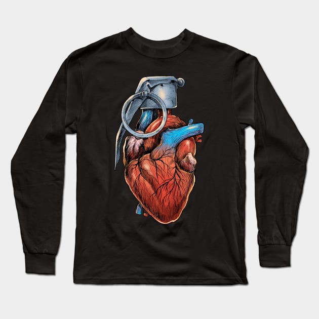 Heart Grenade Long Sleeve T-Shirt by carbine